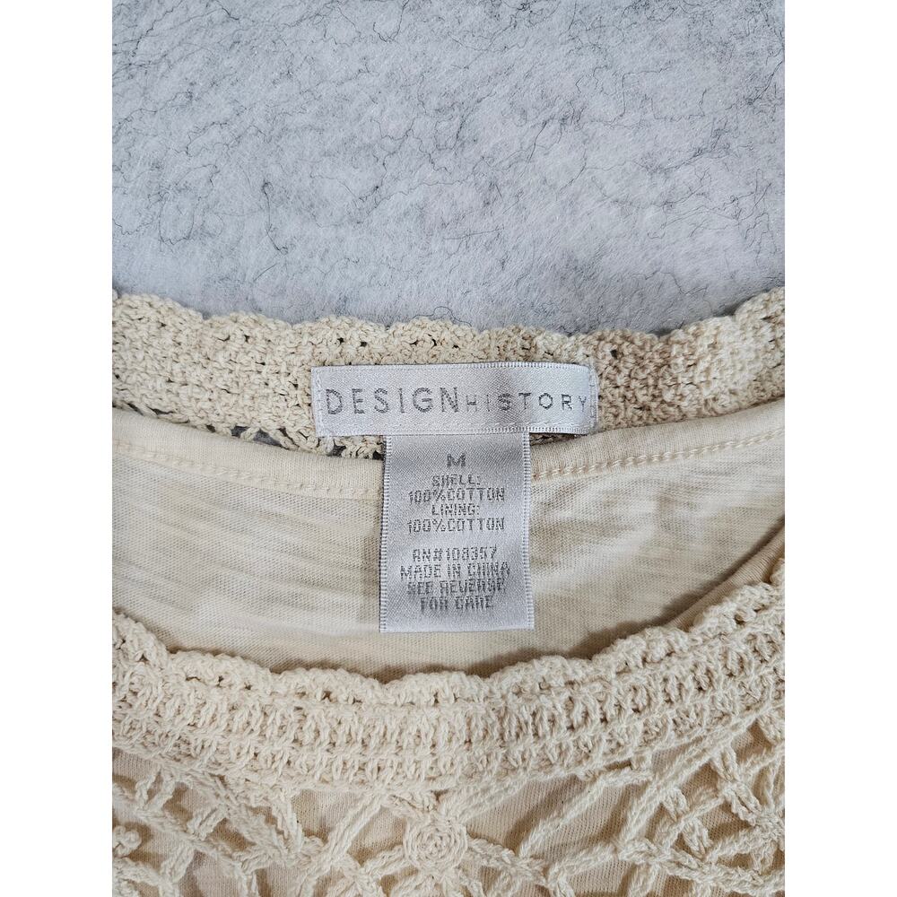Design History Crochet Lace Top, Boho, Fully lined, Cotton, Womens Sz M, New - Picture 4 of 8